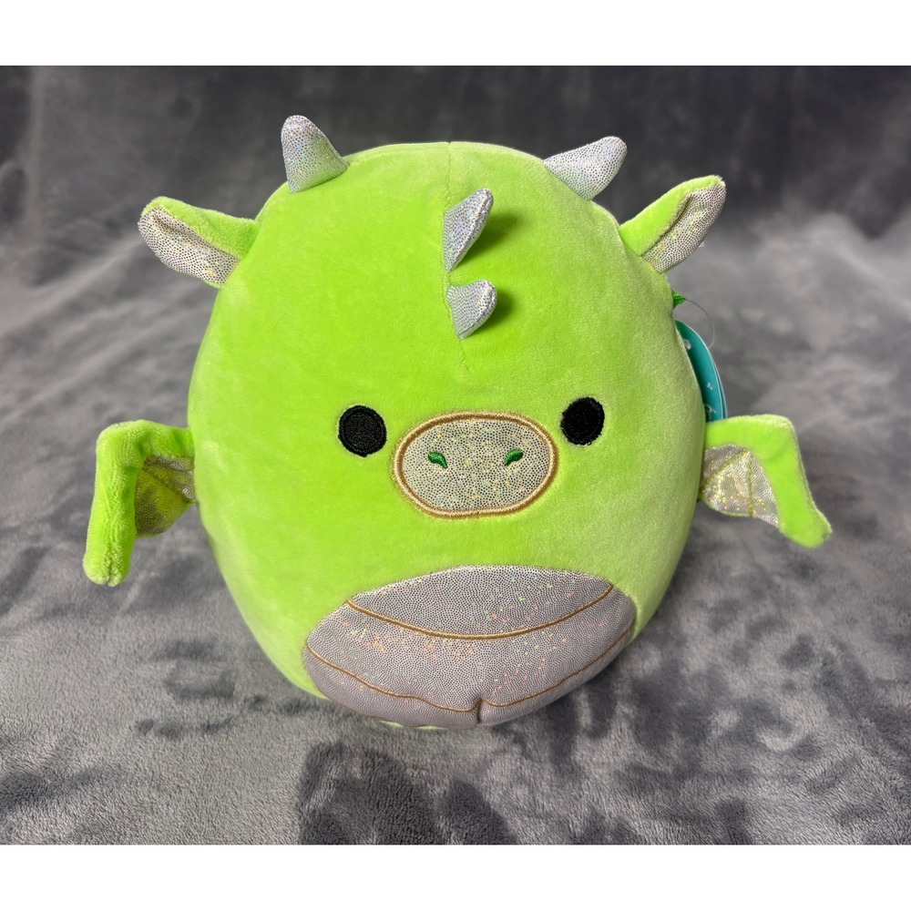 Squishmallows Eyk Green Dragon Plush 8 Inch Silver Glitter Belly Stuffed Toy NWT